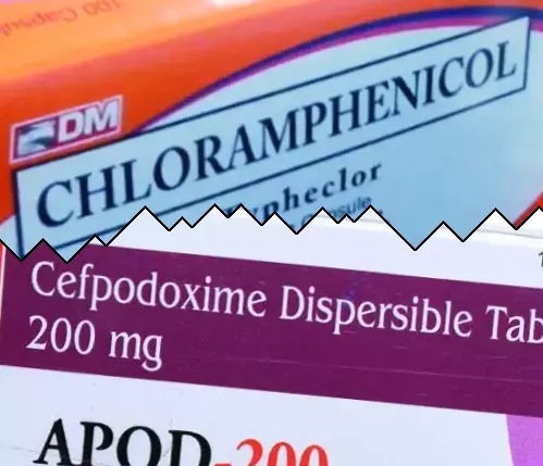 Chlooramfenicol vs Cefpodoxim